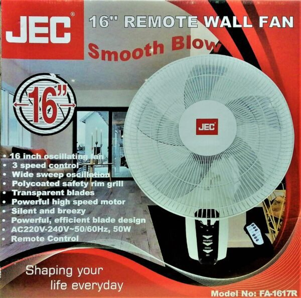 JEC 16" Wall Fan with Remote Control, FA-1617R