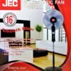 JEC Stand Fan, FA-1627, 55W, 16 Inch Blade Dia, Black