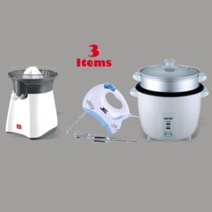 Pack of Rice Cooker, Juicer & Hand Mixer-Blender, CB-e