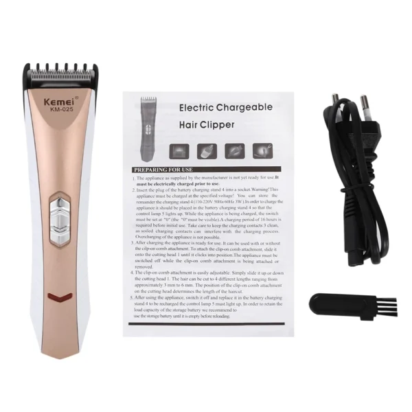 Kemei KM - 025 Electric Rechargeable Hair Trimmer Shaver Razor Cordless Adjustable Clipper Men Baby
