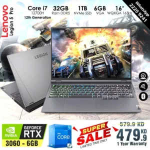 Lenovo Legion 5 Pro Core i7 12th Gen 32GB Ram 1TB SSD RTX3060 6GB VGA 16inch WQXGA