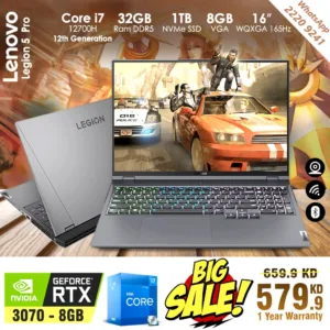 Lenovo Legion 5 Pro Core i7-12th Gen RTX3070 8GB VGA 32GB RAM 1TB SSD 16 inch WQXGA 165Hz