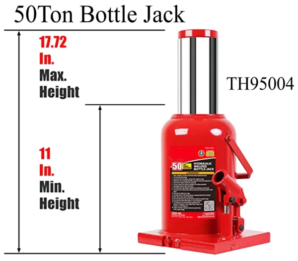 Big Red 50 ton Welded Bottle Jack / Hydraulic welding no-leak bottle jack TH95004