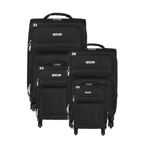 Euro Lark Travel Suitcase Trolley Bag 4pcs- 20, 24, 28, 32 inches Upright black