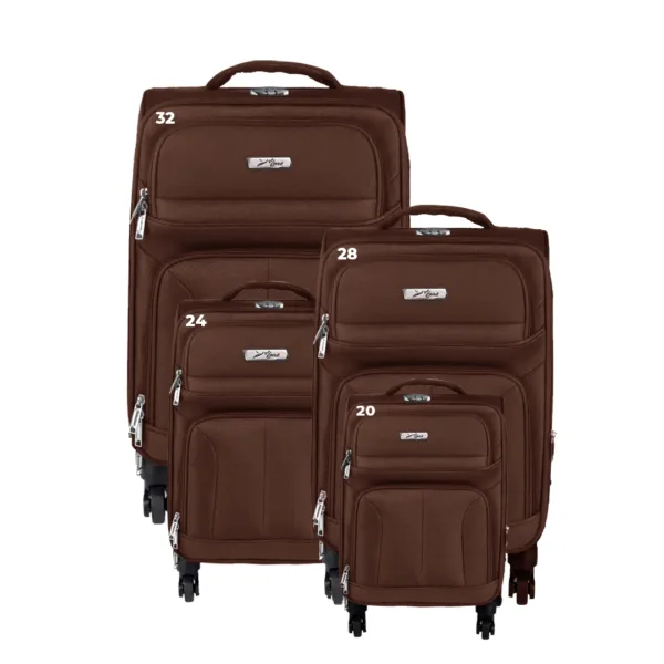 Euro Lark Travel Suitcase Trolley Bag 4pcs- 20, 24, 28, 32 inches Upright brown