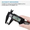 Electronic Digital Caliper Vernier Caliper Measuring Tool Large LCD Screen Auto-Off Feature Inch and Millimeter Conversion, with Battery, Water Resistant, Household DIY