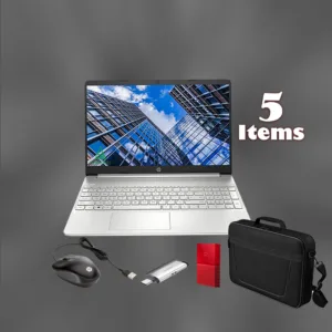 HP 15 Core i7 11th Gen 12GB RAM 256GB SSD 15.6″ FHD Touch iRIS Xe Graphics WD My Passport Hard Disk 2TB SanDisk 128 GB USB Type C and Type A Flash Drive Free Gifts may include – Mouse, Keypad protection, Laptop bag, Headphone, Cleaning kit, Cable, Mouse Pad & etc.
