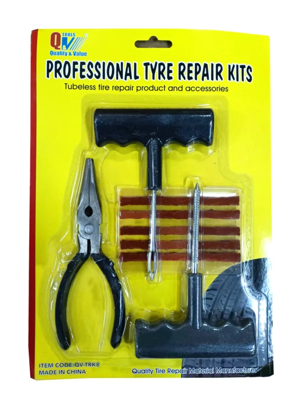 Portable Tubeless Tyre Puncture Repair Kit for Car, Bike, SUV, & Motorcycle QV-TRK8