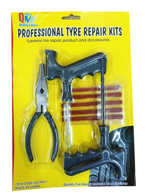 Portable Tubeless Tyre Puncture Repair Kit for Car, Bike, SUV, & Motorcycle qv-trk7