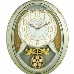 Ajanta Classic Musical Pendulum Quartz Wall Clock with Decorative Diamonds AJ-3127 Silver