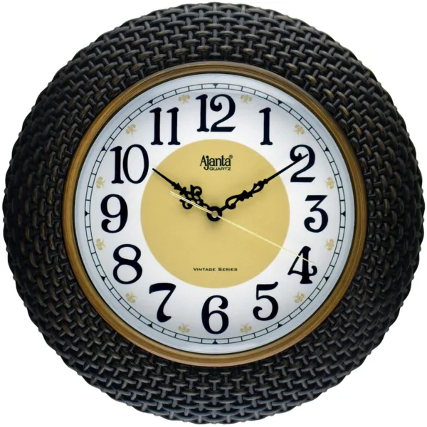 Ajanta Plastic Glass Vintage Wall Clock AJ 8057 brown