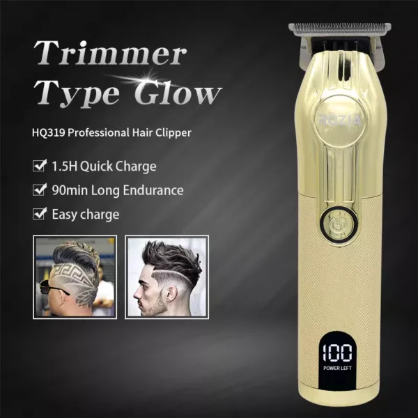 Rozia Electric Hair trimmer & clippers gold LCD display best hair clipper cheaper professional hair cutting machine For Men