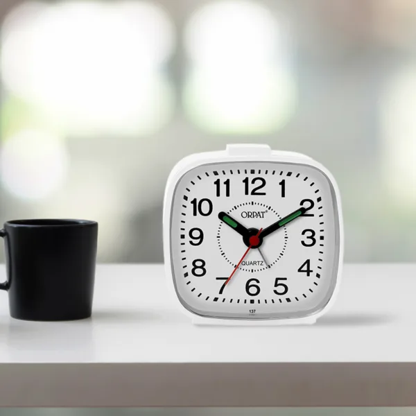 Time-Piece-Buzzer Alarm-Clock-TBB-137-White