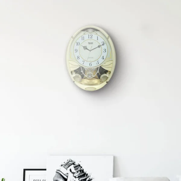 Wall-Clock-Classic-Musical-Pendulum-Quartz-Wall-Clock-Pendulum-Clock-with-Decorative-Daimonds-3927-Ivory