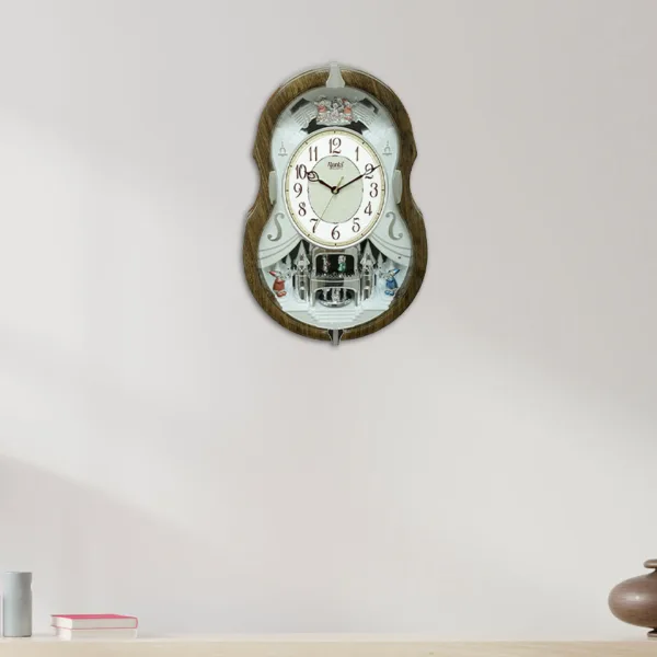 wall-clock-classic-musical-pendulum-quartz-wall-clock-pendulum-clock-3427-woody White