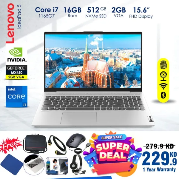 Lenovo IdeaPad 5 Core i7 11th gen 16GB RAM 512GB NVMe SSD 2GB VGA 15.6 inch FHD