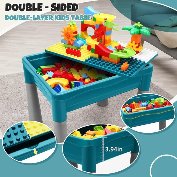3 in 1 storage study multi-functional desk building table blocks game for boys and girls.