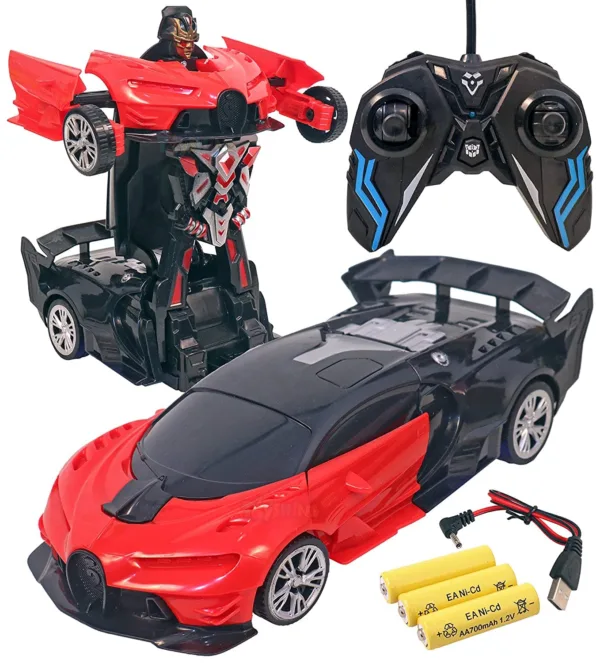 Deformation Robot Transformer Rechargeable Remote Control Car Red (23-1A)