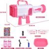 Fun Little Toys Bubble Machine Gun with 60 Holes & Lights, Pink Bazooka Bubble Gun for Kids Adults Bubble Blower Machine Gun with Hand held Bubble Maker for Toddlers Wedding Parties Gift 101A