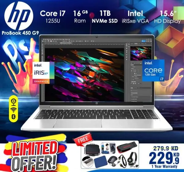 HP ProBook 450 G9 Core i7-1255U 12th Gen 16GB Ram 1TB NVMe SSD Intel Iris 15.6inch