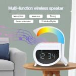LED Wireless Charging Speaker A-16 White, Wireless Charger, Alarm Clock, Home Decor, Smart Bulbs, Design,