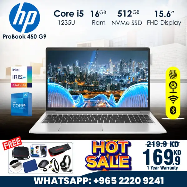 HP ProBook 450 G9 Core i5-1235U 16GB Ram 512GB SSD 15.6 Full HD IPS